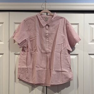 L.L. Bean Pink and White Seersucker Popover